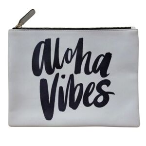 Kiele Aloha Vibes Hawaii leather clutch zipper pouch